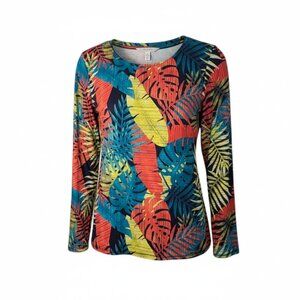 LL BEAN Women's SunSmart UPF 50+ Sun Shirt Tropical Size M Reg